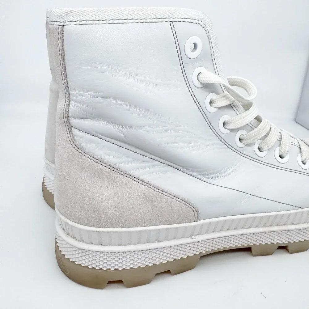 Jimmy Choo‎ Mens Nord Sneaker Boot US 10 EU 43 White Leather Suede Chunky 90s